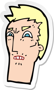 Bir insan tarafından çizilmiş kızgın bir karikatür çıkartması.