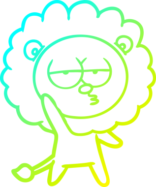 Bir çizgi filmin soğuk gradyan çizimi bir insan tarafından çizilen sıkılmış aslan çizimi.