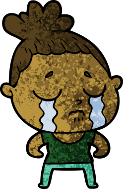 Bir insan tarafından çizilmiş ağlayan sert kadın çizgi filmi.