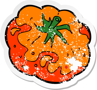 Bir insan tarafından çizilmiş bir domatesin gerilimli çıkartması.