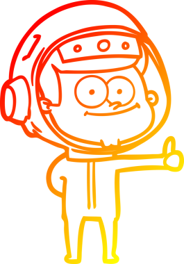 Bir insan tarafından çizilmiş mutlu bir astronot çizgi filminin sıcak gradyan çizimi