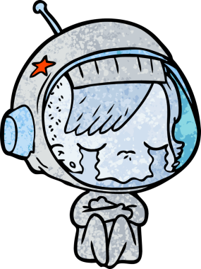 Bir insan tarafından çizilmiş ağlayan astronot kız.