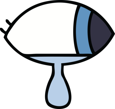 Ağlayan gözün şirin bir karikatürü bir insan tarafından çizilmiş.