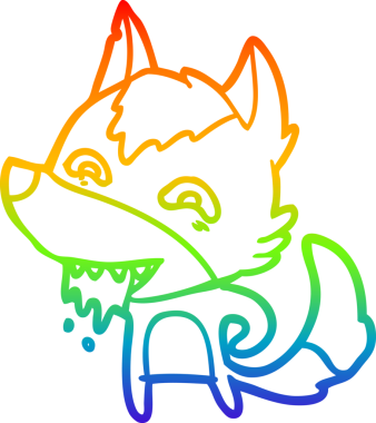 Gökkuşağı gradyan çizgisi insan tarafından çizilmiş aç bir kurt çizgi.