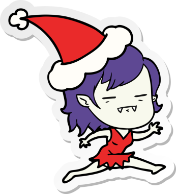 Bir insan tarafından çizilmiş Noel Baba şapkası giyen ölümsüz bir vampir kızın el yazısı.