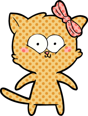 Bir insan tarafından çizilmiş çizgi film kedisi.