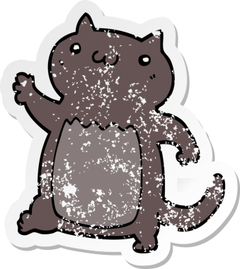 Bir insan tarafından çizilmiş karikatür bir kedinin sıkıntılı çıkartması.