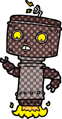 Bir insan tarafından çizilmiş robot çizgi film.