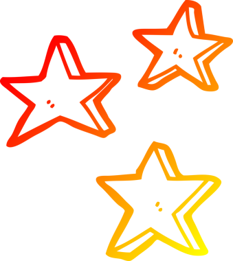 Bir insan tarafından çizilmiş bir çizgi film yıldızının sıcak gradyan çizimi