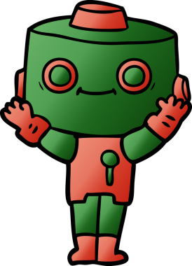 Bir insan tarafından çizilmiş çizgi film robotu