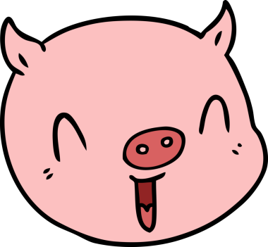 Bir insan tarafından çizilmiş domuz suratlı çizgi film.