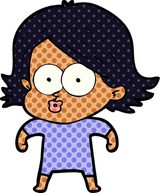 Çizgi film kızı somurtuyor bir insan tarafından