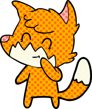 Bir insan tarafından çizilmiş çizgi film dostu tilki.