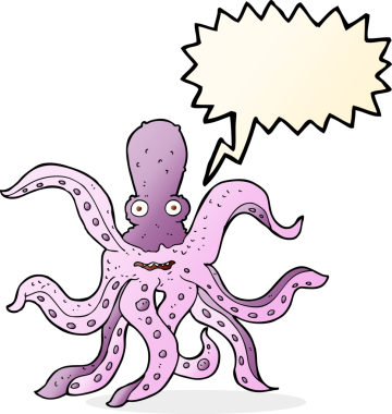 bir insan tarafından çizilmiş dev ahtapot çizgi filmi.