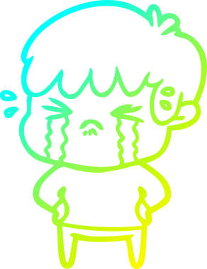 Bir insan tarafından çizilmiş ağlayan çizgi film çocuğu çizimi.