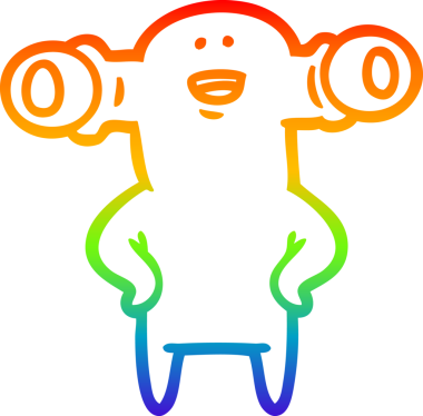 Gökkuşağı gradyan çizgisi, bir insan tarafından çizilmiş dost bir uzaylı çizgi filmi.