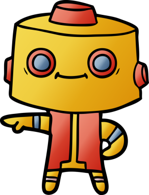 Bir insan tarafından çizilmiş çizgi film robotu