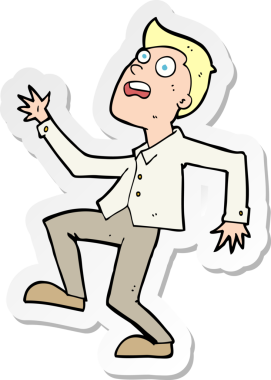 Bir insan tarafından çizilen panikleyen bir karikatürcünün çıkartması.