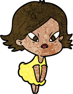 Çizgi film bir insan tarafından çizilmiş stresli kadın.