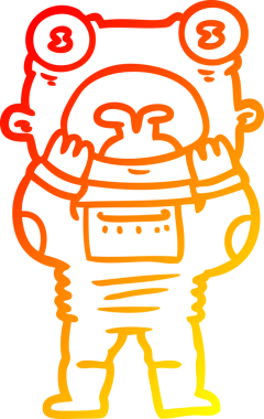 Bir insan tarafından şaşırtılarak çizilen çizgi film uzaylısının sıcak çizgi çizimi.