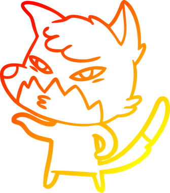 Bir insan tarafından çizilmiş akıllı bir tilkinin sıcak çizgi çizimi