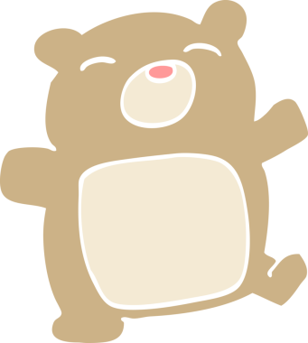 Bir insan tarafından çizilmiş düz renk çizim oyuncak ayı.