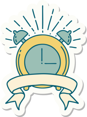 Bir insan tarafından çizilmiş dövme stili çalar saat etiketi.