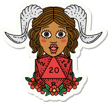 Bir insan tarafından çizilmiş D20 doğal zar atma etiketi