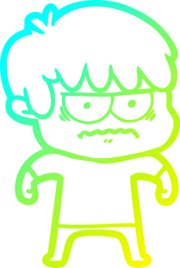 Bir insan tarafından çizilmiş soğuk gradyan çizgi film karakteri.