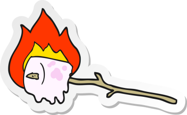 Bir insan tarafından çizilmiş, yanan bir şekerlemenin çıkartması.