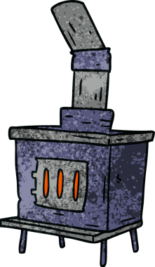 Bir insan tarafından çizilmiş ev fırınının el çizimi karikatürü.