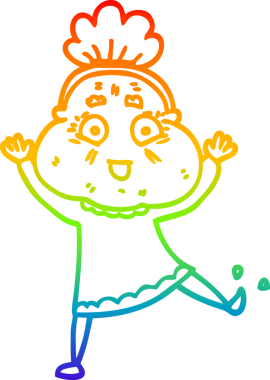 Bir insan tarafından çizilmiş dans eden yaşlı bir kadının çizimi.