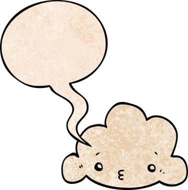 Konuşma baloncuğu olan karikatür bulutu insan tarafından çizilmiş retro doku.