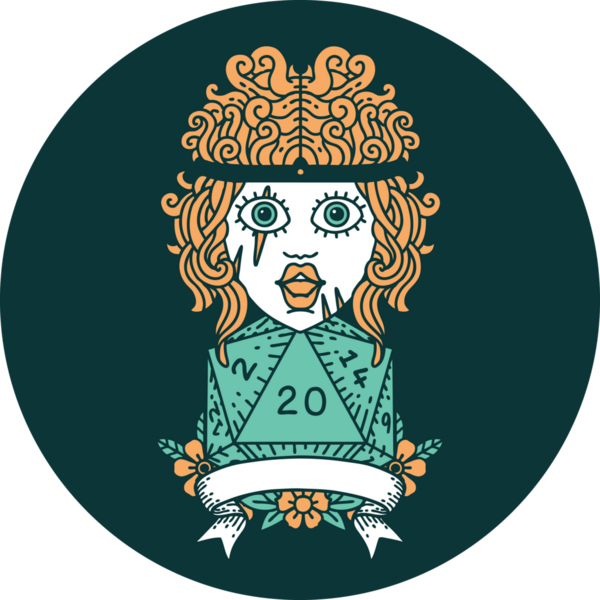 Bir insan tarafından çizilmiş 20 zarlı insan barbar simgesi.