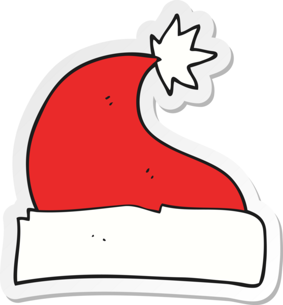Bir insan tarafından çizilmiş bir karikatür Noel şapkasının çıkartması.