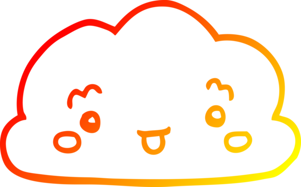 Bir insan tarafından çizilen karikatür bulutunun sıcak gradyan çizimi