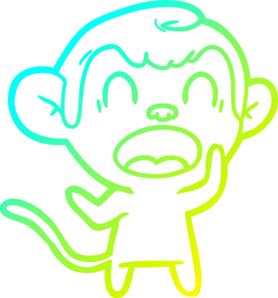 Bir insan tarafından çizilmiş bağıran çizgi film maymunu çizimi.