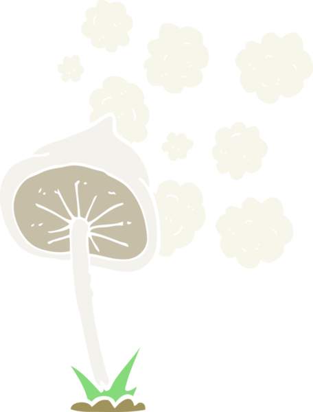 Bir insan tarafından çizilmiş mantarın düz renk çizimi