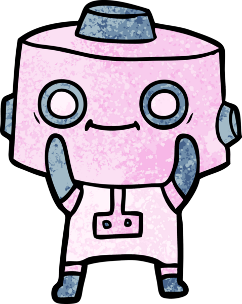 Bir insan tarafından çizilmiş çizgi film robotu