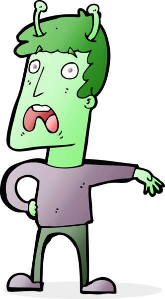 Bir insan tarafından çizilmiş mutsuz bir uzaylı çizgi filmi.