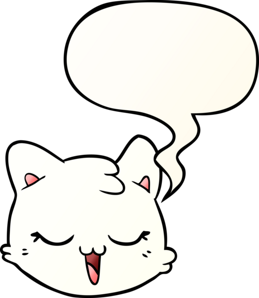 bir insan tarafından çizilmiş yumuşak eğimli konuşma baloncuklu çizgi film kedisi yüzü