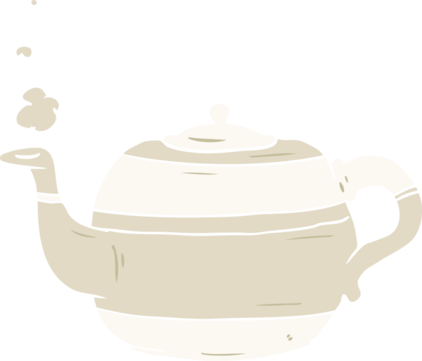 Bir insan tarafından çizilmiş düz renkli çizgi film çaydanlığı