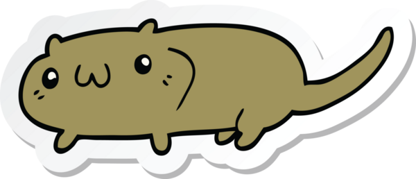 Bir insan tarafından çizilmiş çizgi film kedisinin çıkartması.