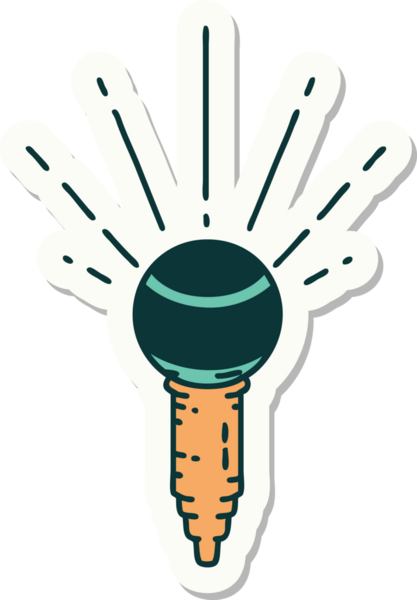 Bir insan tarafından çizilmiş dövme stili mikrofon çıkartması.