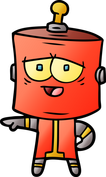 Bir insan tarafından çizilmiş çizgi film robotu