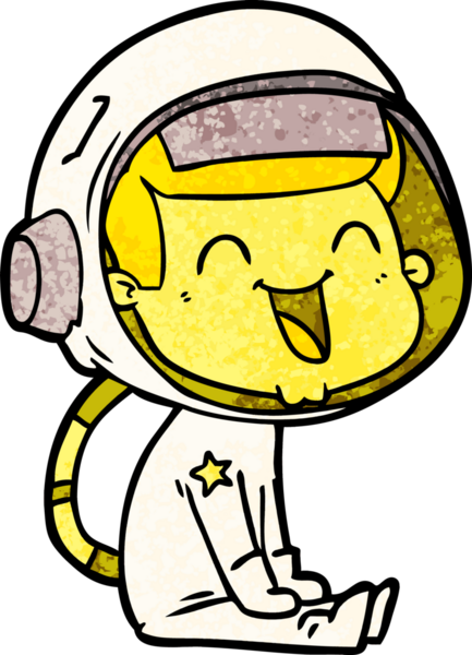 Bir insan tarafından çizilmiş mutlu astronot çizgi filmi.