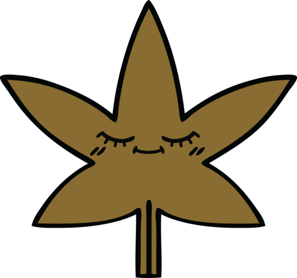 Bir insan tarafından çizilmiş bir sonbahar yaprağının sevimli karikatürü.