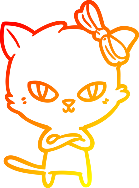 Bir insan tarafından çizilmiş sevimli bir çizgi film kedisinin sıcak çizgi çizgisi.