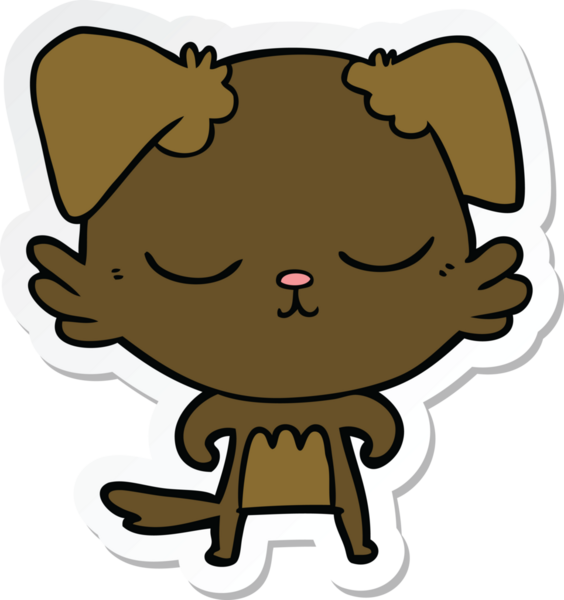 Bir insan tarafından çizilmiş şirin bir köpeğin çıkartması.