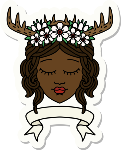 İnsan Druid karakterinin bir insan tarafından çizilmiş pankartı.